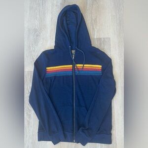 Aviator Nation 5 Stripe Navy Zip Up Hoodie